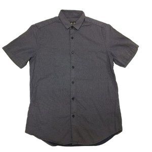 Topman Casual Button Down Shirt Short Sleeve Oxford Shirt Micro Square Blue S